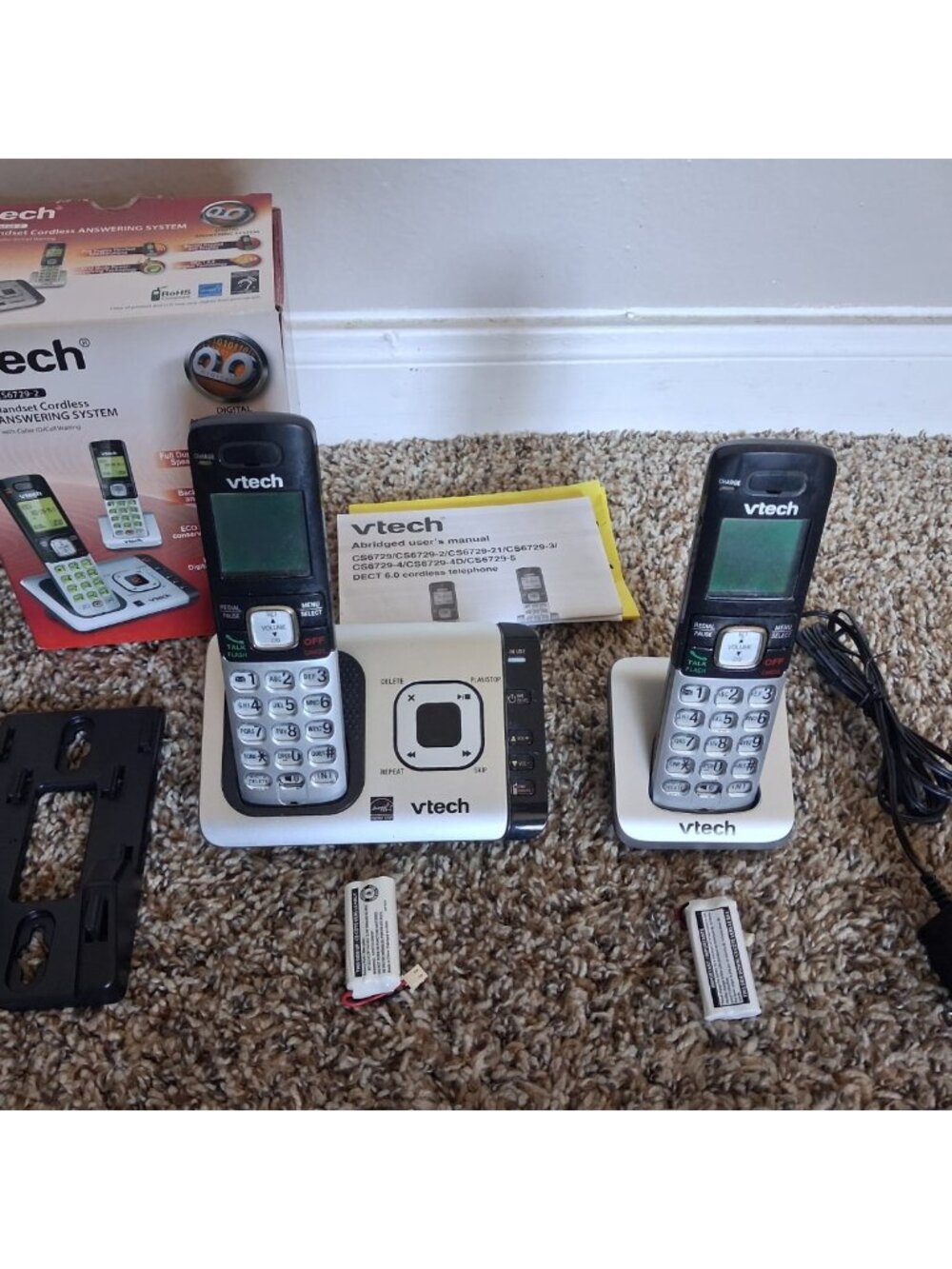 VTech CS6729-2 DECT 6.0 Cordless Phone System w/ Answering Machine 2 Handsets Op